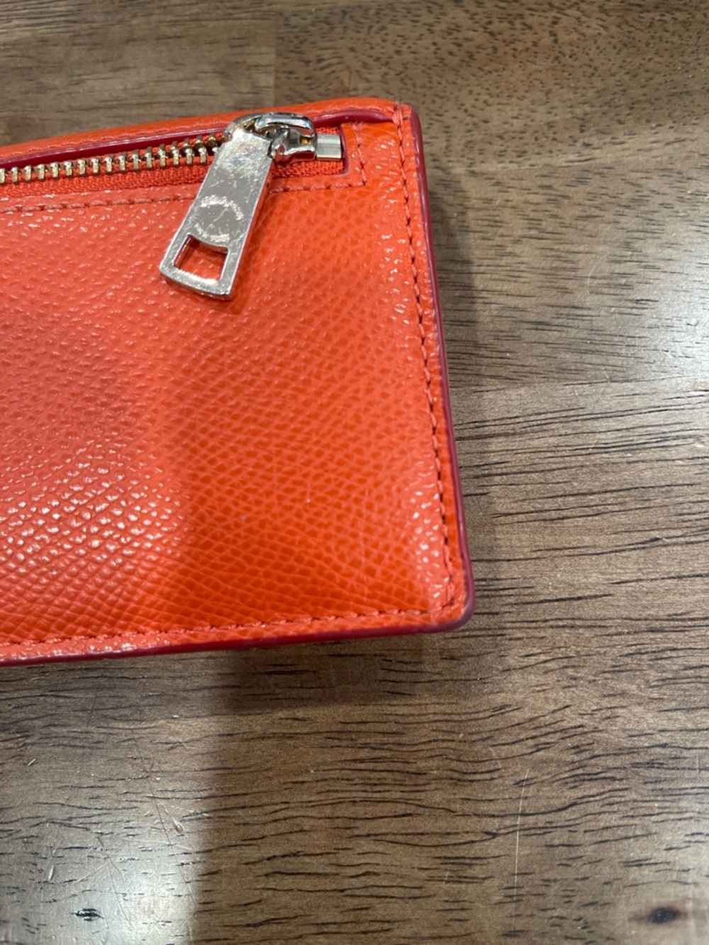 Coach Orange Leather Flap Wallet With Brown Signature Coach Interior - Picture 9 of 11